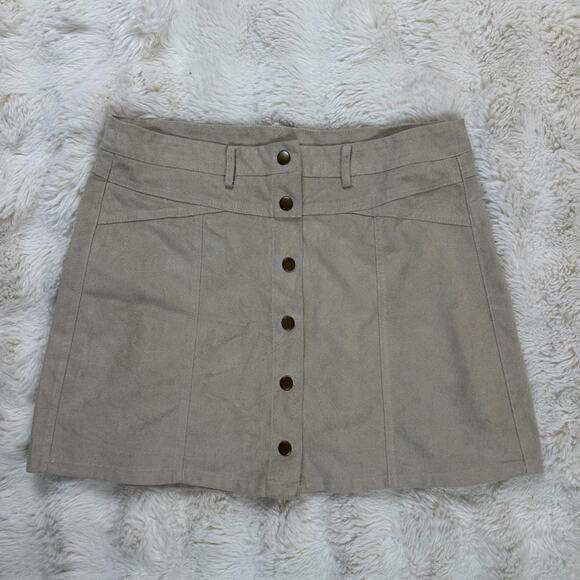 Tan Beige Button up Mini Skirt - Picture 1 of 4
